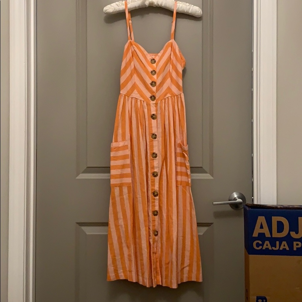 Pink and orange midi dress xs